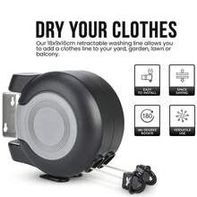 30m Retractable Clothes Reel Double Washing Line Wall Mounted Outdoor Drying Hot - A - View 8