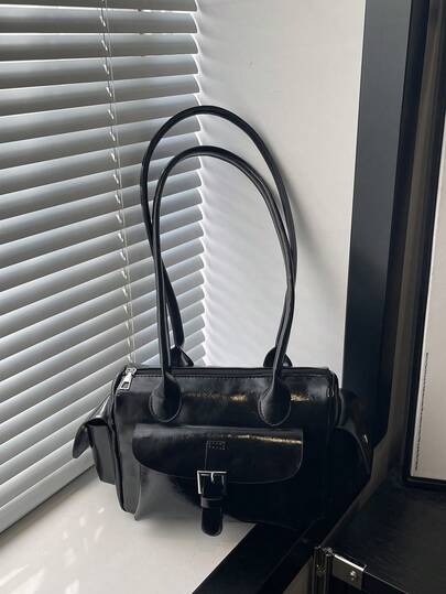 Bolso de hombro vintage de nicho 2026 de gran capacidad y multibolsillos, versátil para el trabajo y la motocicleta para mujeres, otoño