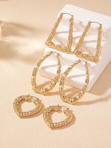 6pcs/Set Of Ultra-Light Bamboo Earrings Suitable For Parties And Daily Wear - Yellow Gold - View 2