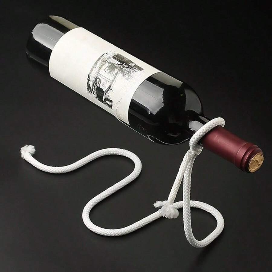 Stainless Steel Magic Suspension Rope Wine Rack - Floating Illusion Snake-Shaped Bottle Holder, Creative Home Bar Decor And Unique Gift, Wine Rack - White - View 1