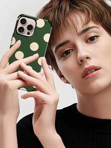 An Elegant Phone Case That Does Not Include A Lanyard Or Stand. This Leather Phone Case Features A Minimalist And Pretty Polka Dot Design. It's A 1-Piece Case With A Black And White Polka Dot Print. The Soft Leather Case Has A Modern, Minimalist French Boho Style And Is Compatible With The  Galaxy S24 Ultra, S17 Pro, S16 Pro, S12 Pro, S13, S14 Plus, S15 Pro, S16 Pro, And S11/S13 Pro Spring. - 墨綠色 - 查看 7