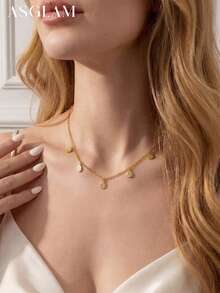 1件优雅水滴流苏锆石项链，S925纯银极简主义颈链，精致珠宝礼品，适合女孩日常和约会穿着 - 水滴流蘇項鍊 - 查看 5