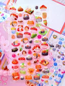 可爱迷你动物卡通3D贴纸，萌趣手账DIY装饰贴纸，美化文具，装饰，礼品，适用于家居装饰、派对装饰、生日礼物、各种节日礼物，时尚百搭 - 彩色 - 查看 14