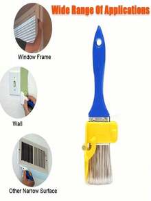 1pc Multi-Function Edging Brush Set, Manual Painting Tool, Plastic Handheld Clear Cutting Brush With Wooden Handle, Suitable For Decorating Walls, Ceilings, Window Frames And Narrow Surfaces - A - View 2