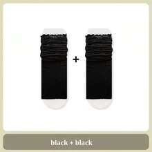 1/2/3双装白色过膝长筒袜，蕾丝袜，适合搭配高筒靴，春夏过膝长筒袜 - 彩色 - 查看 23