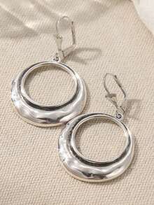 1 par de pendientes de aro grandes vintage y sencillos, pendientes bohemios, pendientes de plata, pendientes bohemios, pendientes de aro, joyería bohemia, regalo perfecto para las vacaciones - Plata antigua - Ver 8