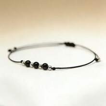 1条黑色碧玺手链，女士护身手链，精致水晶手链，十月生辰石手链，送给男友的礼物 - 黑色2 - 查看 2