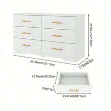 Storage Cabinet With 6 Drawers,Chest Of Drawers Foyer,Large Capacity Storage,Living Room, Bedroom - White - View 4