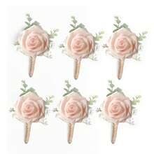 6件套男士玫瑰桉树胸花，适合新郎及伴郎，适用于婚礼、周年纪念、返校节、秋季乡村婚礼 - 玫瑰 - 查看 30