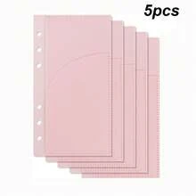 5/10 Pcs A6 Binder Pockets With No Zipper, Pink Plastic Zipless Budget Envelopes, Two Pockets Frosted Cash Envelopes Money Bag For Budgeting, Cash Stuffing - A6 - View 7