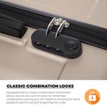 YONSLY 4-Piece Wheeled Suitcase Set With 360° Wheels, Combination Lock, Robust Double Zipper, Mesh Pocket, Soft Rubber Handle, 16/20/24/28 Inch Trolley Suitcase, Hard Shell Carry-On Luggage Set (4-Piece Set, S, M, L & XL) - 象牙色 - 查看 3