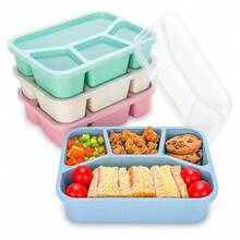 1pcs Lonchera reutilizable con tapa: Recipiente de plástico de alta calidad, ideal para guardar comida en la escuela, la oficina, camping y picnics. Lavar solo a mano. Ideal para la escuela, el trabajo y viajes. Forma rectangular. - Multicolor - Ver 8