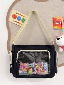 Japanese Style School Backpack, Versatile Minimalist Large Capacity Bag, Transparent Jelly Satchel Shoulder Crossbody Bag For Women - Black - View 5