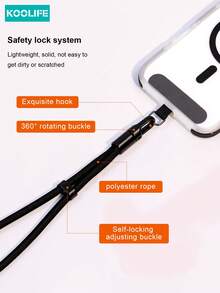 1pc Koolife Woven Phone Lanyard, Short Style, Adjustable Buckle, 360° Rotatable Metal Hook, Anti-Lost Pad, Durable Wrist Strap Suitable For Phone, Keys And Daily Use - Multicolor - View 4