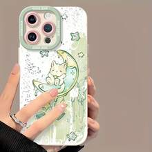 Lindo gato luna sueño tema verde.funda de teléfono Fundas compatibles con ,Apple,VIVO,OPPO,,, y Honor.Fabricadas en silicona TPU,ofrecen protección contra golpes y caídas. - Blanco - Ver 2