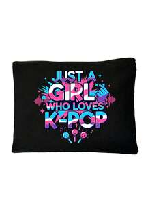 帆布手提袋，印有“Just A K-Pop Lover Girl”字样，大容量K-Pop粉丝单肩包，粉丝周边礼品，通勤购物袋，可折叠休闲杂货袋，适合音乐爱好者，适用于旅行、演唱会、粉丝活动、派对、工作、日常使用，粉丝礼物，韩剧粉丝的理想生日礼物，大学生，偶像周边，节日礼物，演唱会礼物 - 彩色 - 查看 13