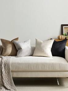 1pc/2pcs Throw Pillow Covers 18x18,Velvet Decorative Couch Pillow Cover Soft Square Cushion Cases For Sofa Bed Car - Light Grey - View 2