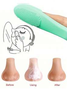 1pc Soft Silicone Nose Brush, For Cleaning, Blackhead Removal, Nostril And Facial Exfoliation - Multicolor - View 2