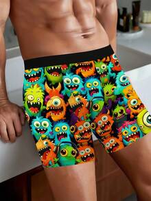 Men's Patchwork Cartoon Print Casual Everyday Briefs - Black - View 5