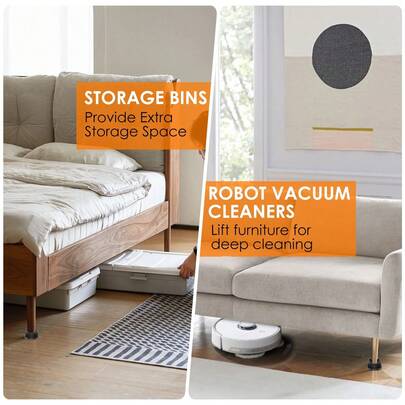 Juego de 16 elevadores para muebles, de alta resistencia, apilables y ajustables, elevadores para patas de mesa con base de goma antideslizante para cama, sofá, sillón y armario.