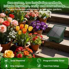Solar Automatic Irrigation System TRJZWA 2025 Drip Irrigation System Kit With DIY Water Timer For Balcony,Greenhouse,Garden Watering System Supports 15 Potted Plants For Outdoor/Indoor Gardening,Plant Pot,Garden Stuff,Home Decor - tưới tiêu - Xem 6