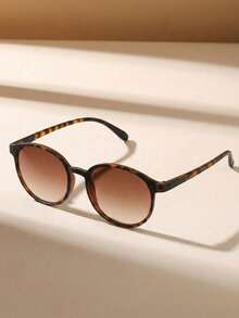 1 Pair Women's Round Leopard Print Small Frame Ultra-Light Fashion Glasses, Suitable For Travel, Outfits, Parties, Outdoor Activities - Brown - View 2