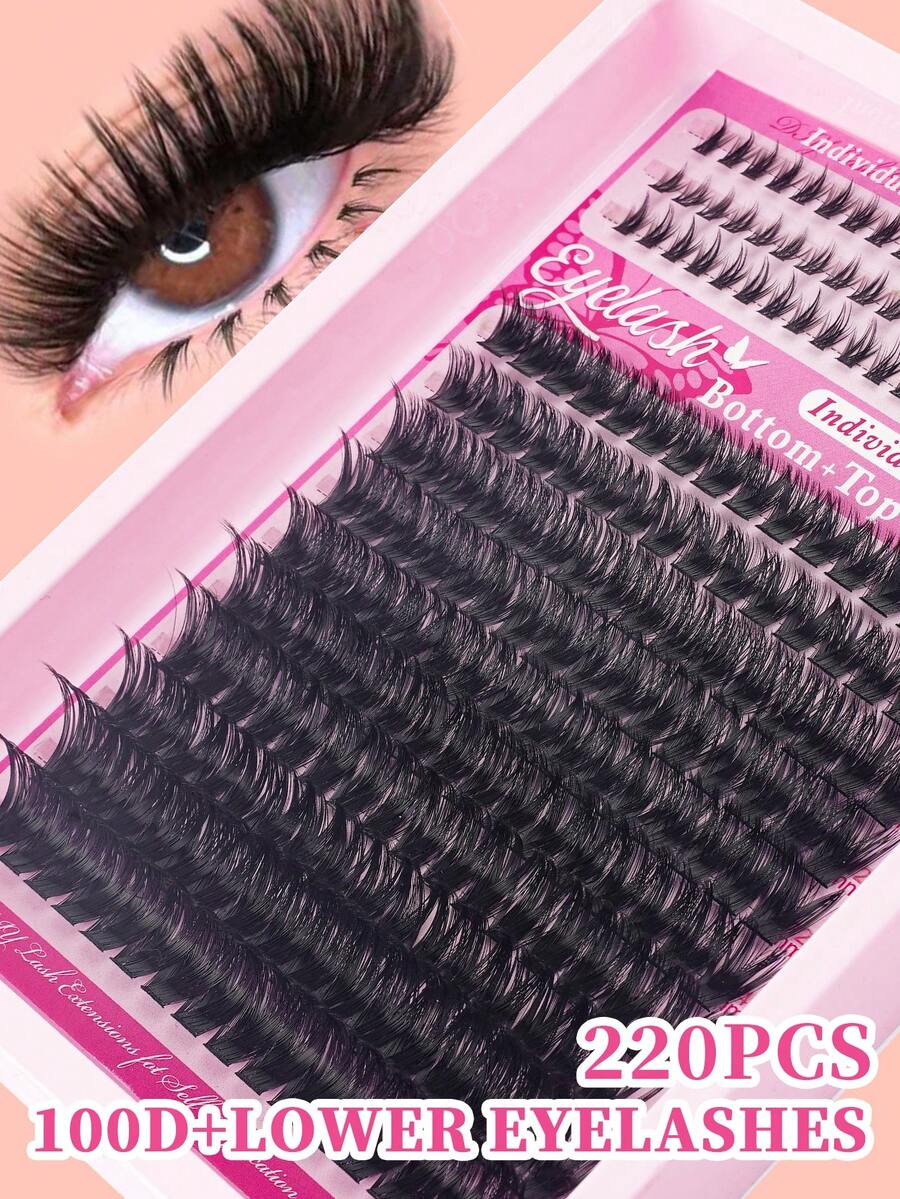 136/160/220pcs Cartoon, Thick, Natural, Comic Style False Eyelashes, Hedgehog Shaped False Eyelashes + Lower Lashes, DIY Eyelash Extension, 6-16mm D-Curl Mixed Length Fluffy Cluster Cat Eye Dramatic Wet Effect False Eyelashes, Segmented False Eyelashes, Lower Lashes, Individual Lashes, Reusable, Suitable For Creating Dramatic, Voluminous, Natural Effects At Home, Parties And Celebrations