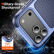 Military Industry Anti-Fall Military-Grade Anti-Drop Luxury Full-Coverage Phone Case, Suitable For IPhone 17 Pro Max, 17 Pro, 16, 15, 14 Plus, 13, 12, 11 Pro Max Plus, 17 Air, 2-In-1 Shock-Proof Protective Case - Light Purple + Royal Blue - View 5