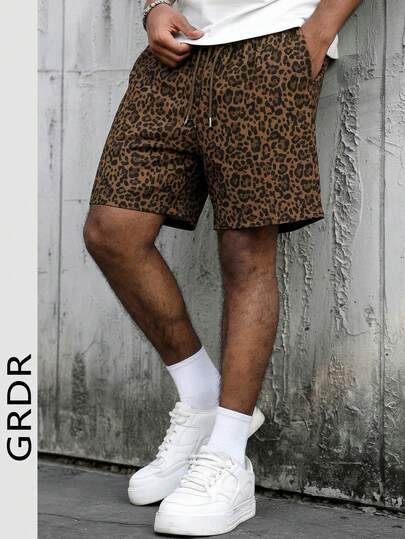  Pantalones cortos casuales con estampado de leopardo para hombres GRDR, pantalones cortos con estampado gráfico personalizado de 5 pulgadas de entrepierna, para verano