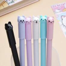 4支/套猫咪图案可擦凝胶笔，0.5mm魔力墨水，蓝黑配色，带橡皮擦，创意学生文具，返校用品 - 套裝 - 查看 9