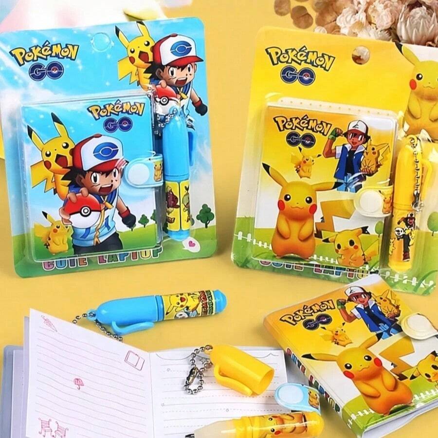 pokemon 2/4/8pcs Notebook With Pen, Spiral Bound Memo Pad, Student Gift, Suitable For Holiday Party Small Gift (Pen And Notebook Randomly Combined) - Multicolor - View 1