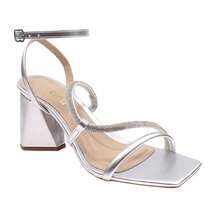 Women's Sandal With 7.5 Cm Block Heel And Rhinestones – Elegant Party/Wedding Sandal | Nude, Black, Silver, Light Gold Ella's Shoes - 銀色 - 查看 11