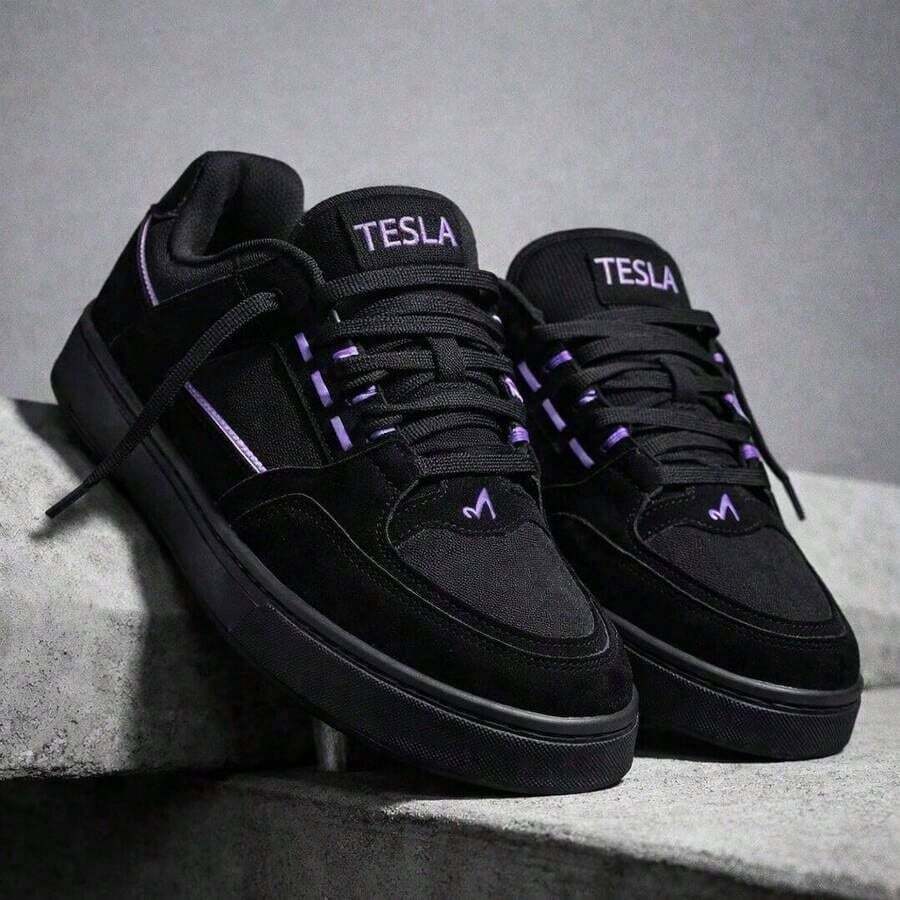 Men's Tesla Skater Shoes, Non-Slip, Comfortable, Casual - Màu tím - Xem 1