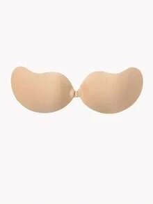 2 pièces Soutien-gorge invisible sans couture avec effet lift, soutien-gorge sans bretelles et sans dos pour femmes en été, cache-tétons en silicone adhésif sans couture, convient pour les robes de mariée, disponible en ton chair et noir, avec coussinets adhésifs, réutilisable, convient pour toutes les saisons - conventionnel - Voir 10