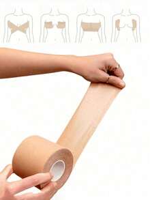 1 Cuộn Băng Nâng Ngực Vô Hình Nhiều Kích Cỡ, Nhiều Kiểu Dáng Có Sẵn, Chất Liệu Cotton-Polyester, Vải Co Giãn Thoáng Khí, Thích Hợp Cho Phụ Nữ Đi Tiệc, Kỳ Nghỉ và Sử Dụng Hàng Ngày, Miếng Dán Nâng Ngực Tự Dính, Miếng Dán Đệm Dây Áo Ngực Cho Nữ - Màu be - Xem 3