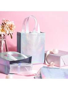 【全息礼品袋】10个装彩虹全息礼品袋，带提手 | 可重复使用的中号派对手提袋，8英寸 x 4英寸 x 10英寸，生日、返校、情人节、母亲节、毕业典礼的理想之选 - 查看 5