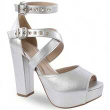 MODARPE Women's Platform Sandal With High Chunky Heel M21 - Silver - View 2
