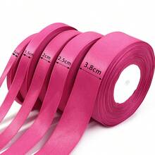 25 Yards/Roll Satin Ribbon, Solid Fuchsia Color, Shiny Fabric Suitable For DIY Wedding Invitations, Bridal Bouquets, Gift Wrapping, Party Decorations, Sewing Crafts, Bridal Bouquet Accessories, Wedding Decorations - Hot Pink - View 7