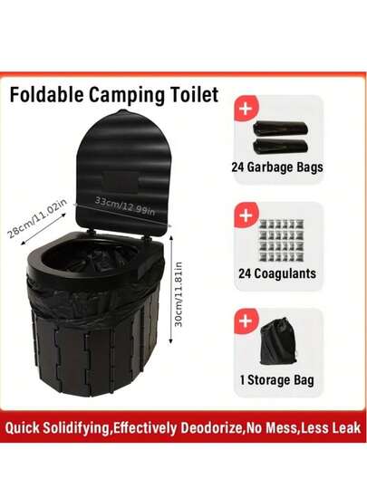 Bộ vệ sinh di động ngoài trời - Có thể gấp gọn, tái sử dụng, bao gồm gel vệ sinh và túi rác ngoài trời chất lượng cao, kích thước nhỏ gọn để sử dụng ngoài trời, thích hợp cho cắm trại/leo núi, trường hợp khẩn cấp trên xe hơi, du lịch bằng xe RV và chuẩn bị ứng phó thảm họa, khuyến nghị cho trẻ em dưới 9 tuổi.