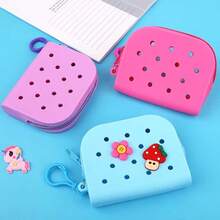 Monedero de silicona con diseño arcoíris, bolsa de silicona desmontable con diseño de dibujos animados, bolsa de almacenamiento para auriculares, diseño calado - Multicolor - Ver 9
