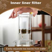 17oz/25oz Borosilicate Glass Coffee/Tea Pot With Wooden Handle, Removable Infuser, Stovetop - Multicolor - View 4