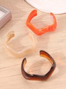 1pc Fashionable European And American Style Acrylic Colorful Jelly Wavy Design Bangle Bracelet, Suitable For Daily Wear, Holidays, Travel, Beach Outfits. Elegant And Timeless Bracelet, Great Gift For Women - Wave-shaped Bracelet - View 3