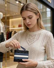 Coach 3-In-1 Wallet, 12 Card Slots RFID Blocking Detachable Card Holder Wallet, Unisex - Blue and Black - View 2