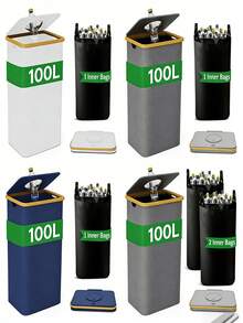 1pc Foldable Storage Box, 100L Recycling Bin With Lid, Removable & Reusable Inner Bag, Includes 1 Removable & Reusable Inner Bag, Suitable For Bottles, Cans, Plastics And Glass. Multifunctional Waste Sorting Box For Home, Apartment, Office And Dorm - Multicolor - View 5