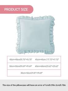 1pc Honeymoon Series Ruffled Quilted Throw Pillow Cover - Made Of Polyester Velvet Fabric, Romantic French Style Ruffled Pillow Sham (Pillow Insert Not Included), Envelope Closure, Wrinkle Resistant, Machine Washable, OEKO-TEX Certified, Ice Blue - Ice Blue - View 3
