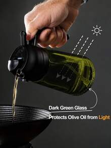 Premium Olive Oil Refillable Bottle, UV-Blocking Glass To Preserve Flavor, Dual-Use Sprayer & Pourer, Comes With Opaque Label, Splash-Proof, Suitable For Kitchen & Outdoor Cooking, Multiple Colors - View 6