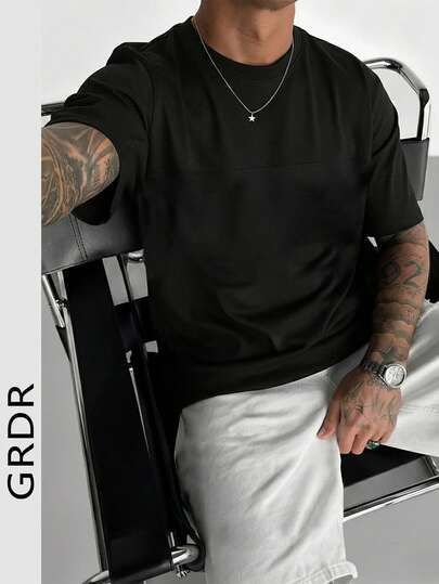  GRDR Men's Summer Minimalist Printed Casual Round Neck Short Sleeve T-Shirt, Comfortable & Fashionable