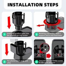 2-In-1 Design Adjustable Car Cup Holder, Multifunctional Non-Slip Phone Holder, Universal Cup Holder Expander Car Accessory – Fits Most Large Bottles & Drinks, Stable Base, Easy Installation, Perfect For Daily Commute & Road Trips - Car Cup Holder - View 9