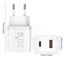 30W Fast USB C Charger,GaN Compact Type-C Charger,Compatible With Sumsung Galaxy S25, S24+, S24 Ultra, S23+, S23 Ultra, S22, Note20, A54, A53, Z Fold5, Fold4,For IPhone16 15 14, USB C Mains Adapter Charger - EU C Type Plug(220-240V) - View 3