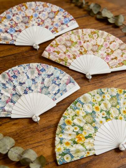 Floral Pattern Folding Hand Fan, Style Elegant Dance Fan, Suitable For Party, Wedding, Music Festival, Stage Performance Decoration, Photography Prop, Birthday Gift For Friends And Family, Teacher's Day, Carnival, Disco, And Various Themed Events, Lightweight And Portable, Wedding Decoration, Home Decor, Room Decoration, Holiday Decorations, Spring Decorations, Summer Decorations, Spring And Summer Essentials.